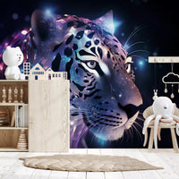 Wandbild „Neon-Leopard – Kosmische Begegnung“