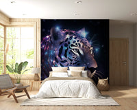 Wandbild „Neon-Leopard – Kosmische Begegnung“