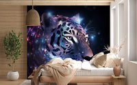 Wandbild „Neon-Leopard – Kosmische Begegnung“