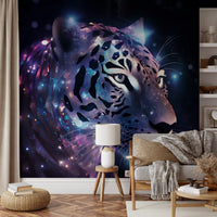 Wandbild „Neon-Leopard – Kosmische Begegnung“