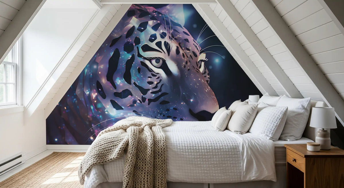 Wandbild „Neon-Leopard – Kosmische Begegnung“