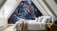 Wandbild „Neon-Leopard – Kosmische Begegnung“