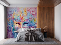 Wandbild mit pastellfarbenem Blumenmaskenmotiv
