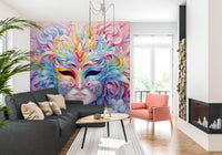 Wandbild mit pastellfarbenem Blumenmaskenmotiv