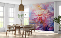Etherele pastelkleurige bloemenmuurschildering