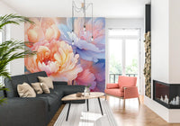 Verträumtes Wandbild mit einer Pfingstrosenblüten-Illustration