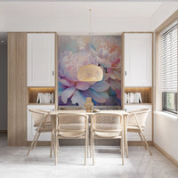 Abstraktes Wandbild mit botanischen Pfingstrosenblättern