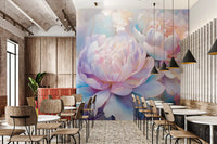 Abstraktes Wandbild mit botanischen Pfingstrosenblättern