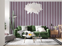 Papier peint à rayures verticales effet lin Ivy League - bordeaux, lilas et crème