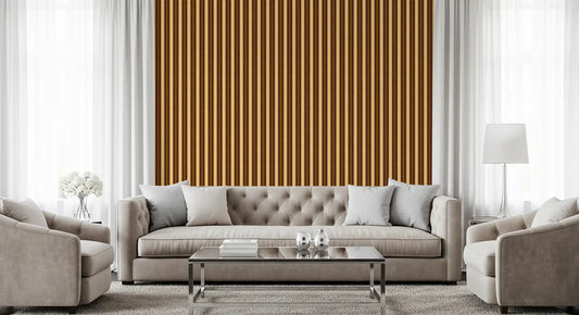 Ivy League Faux Linen Vertical Stripes - Butter Mustard And Burgundy Wallpaper⁠