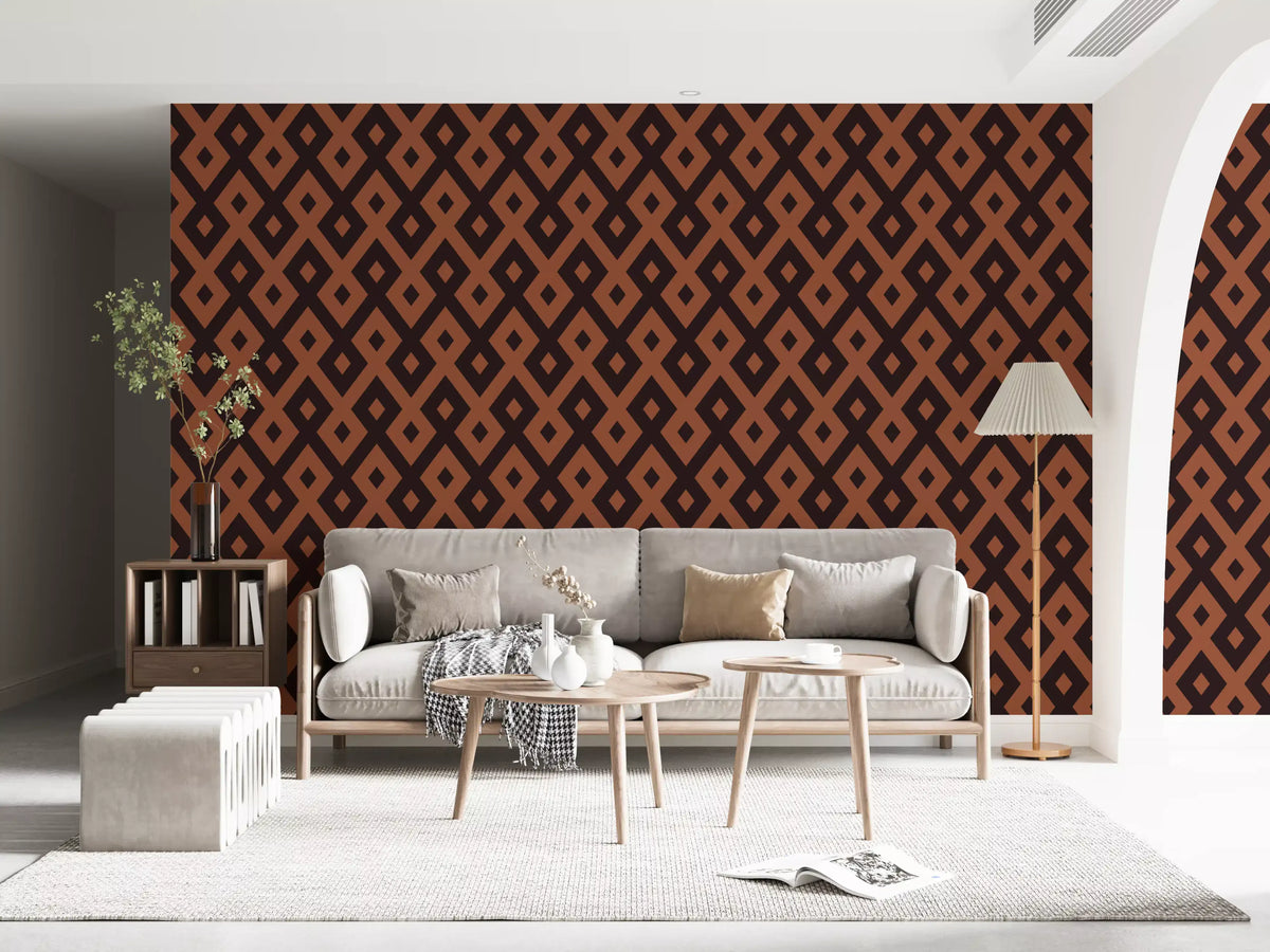 Papel tapiz con patrón geométrico de diamantes entrelazados⁠