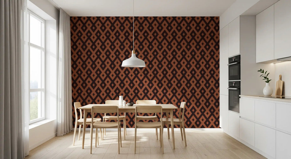 Papel tapiz con patrón geométrico de diamantes entrelazados⁠