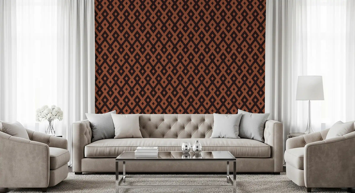 Papel tapiz con patrón geométrico de diamantes entrelazados⁠