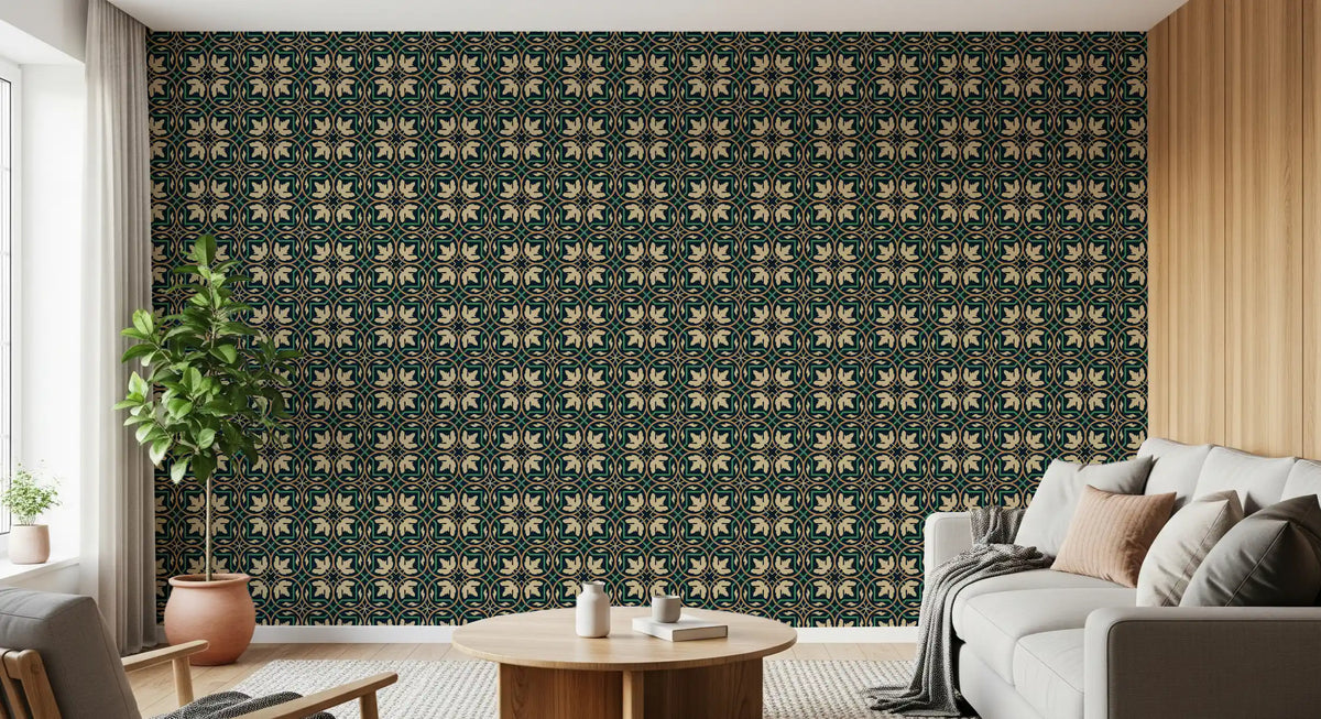 Midnatsbotanisk geometrisk gittertapet