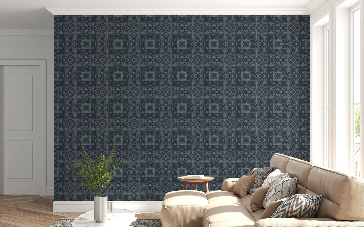 Tapete „Midnight Geometry Linear Tile“⁠
