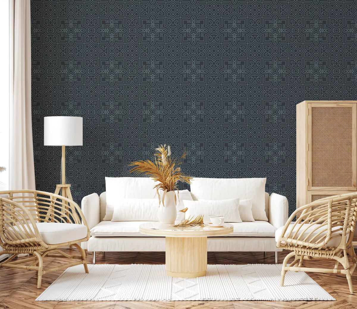 Tapete „Midnight Geometry Linear Tile“⁠