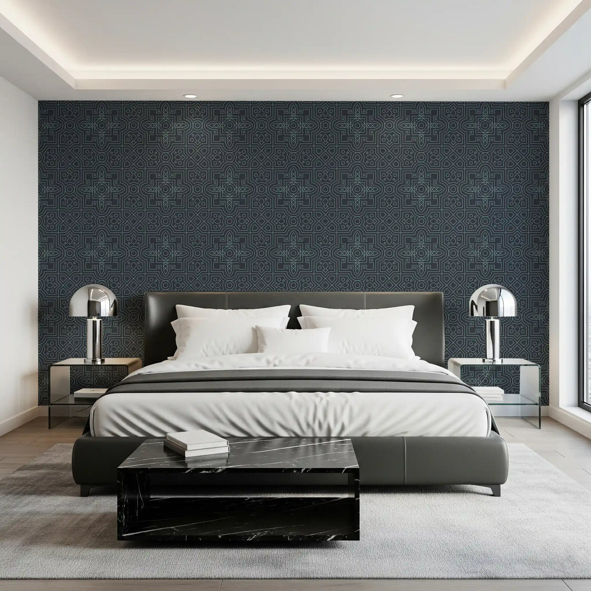 Tapete „Midnight Geometry Linear Tile“⁠