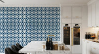 Midnight Moroccan Geometric Lattice Wallpaper⁠