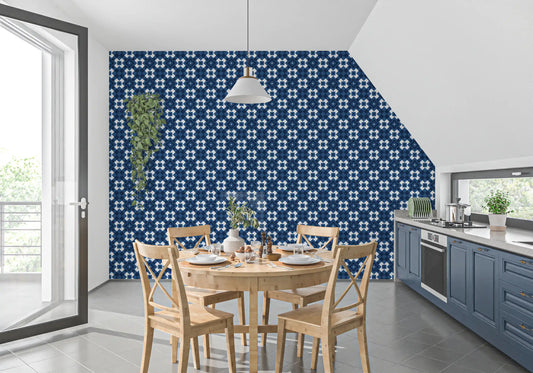 Tapet cu model de plăci romboidale bleumarin Midnight⁠