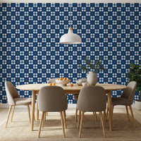 Papier peint à motif de carreaux losanges bleu marine nuit