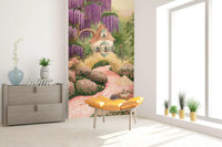 Fresque murale de cottage de jardin enchanté aux glycines