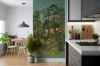 Wandbild-Illustration „Rückzugsort des Försters im Wald“