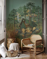 Wandbild-Illustration „Rückzugsort des Försters im Wald“