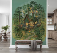 Wandbild-Illustration „Rückzugsort des Försters im Wald“