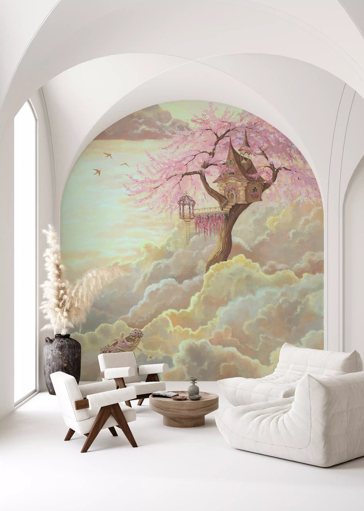 Wandbild „Ethereal Cloud Treehouse Sanctuary“