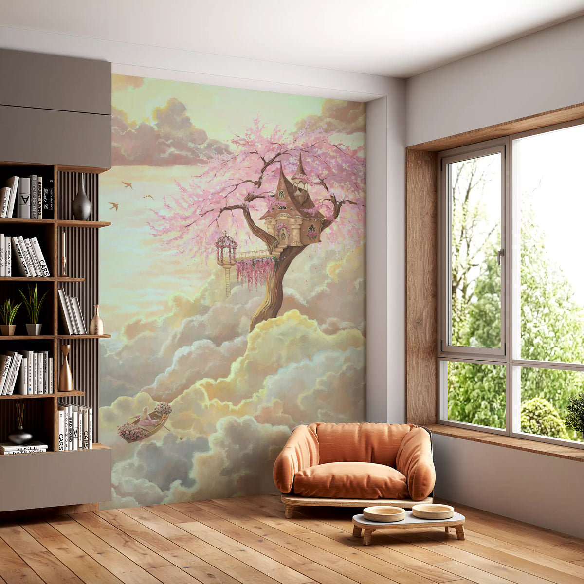Wandbild „Ethereal Cloud Treehouse Sanctuary“