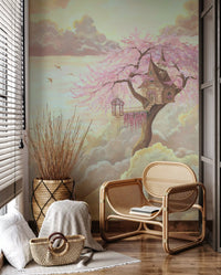 Wandbild „Ethereal Cloud Treehouse Sanctuary“