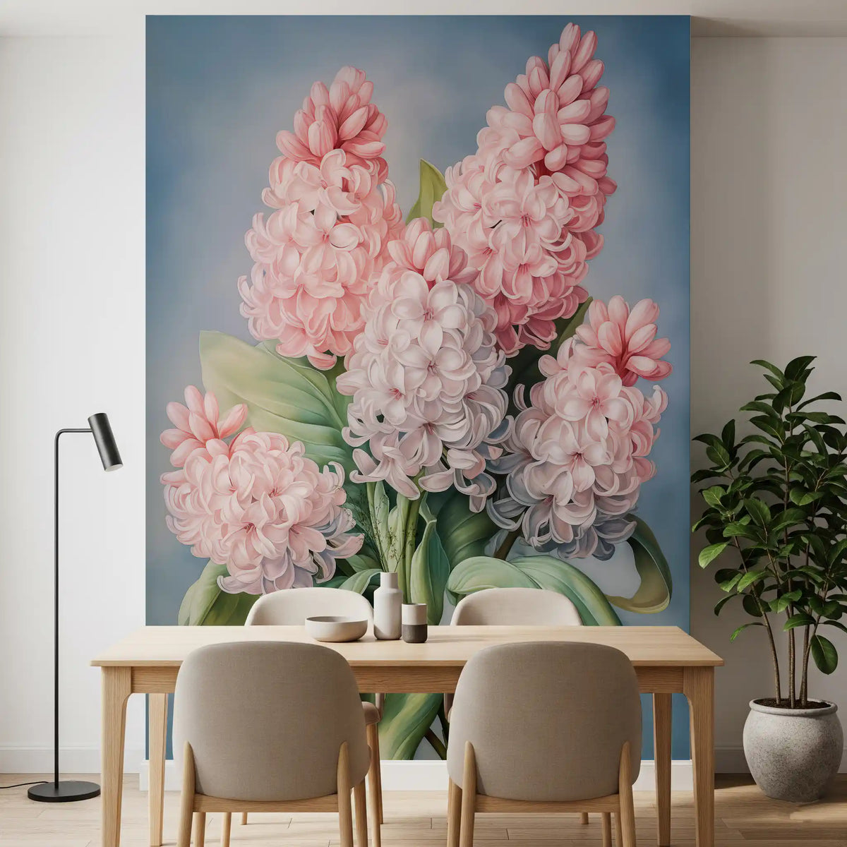 Murale da parete con stampa artistica floreale di giacinti primaverili