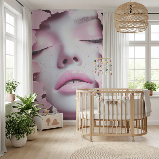 Ätherisches Mädchenporträt in Blush als Wandbild
