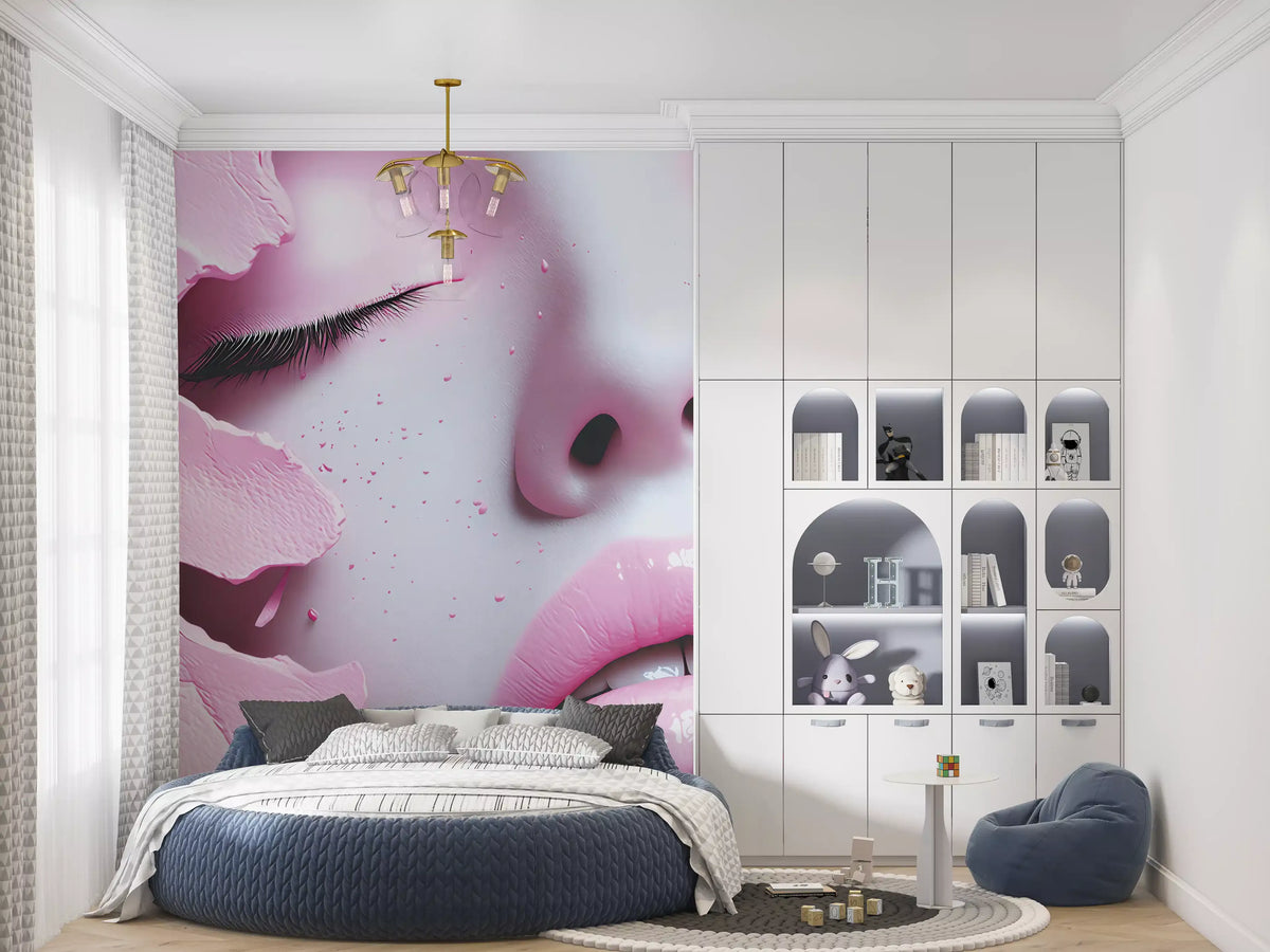 Ethereal Blush Girl Portrait Wall Mural