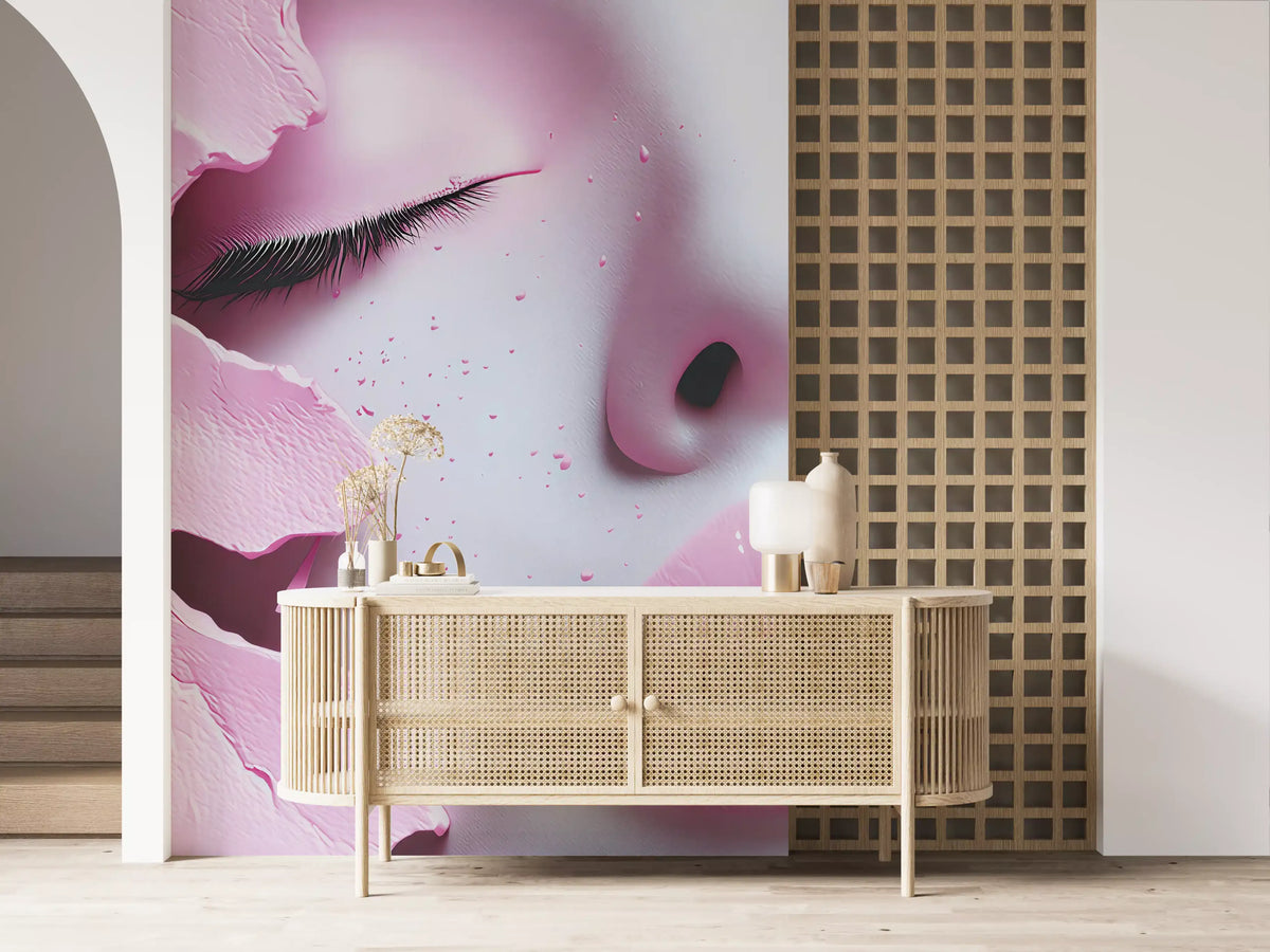 Ethereal Blush Girl Portrait Wall Mural