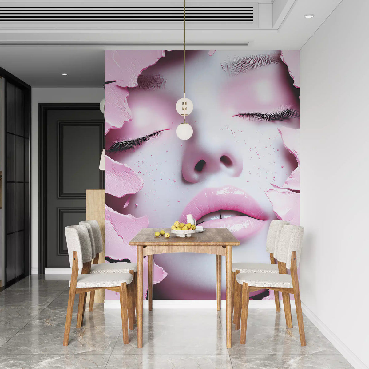 Ethereal Blush Girl Portrait Wall Mural