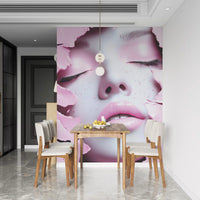 Ethereal Blush Girl Portrait Wall Mural