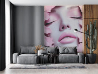 Ethereal Blush Girl Portrait Wall Mural