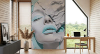 Turquoise Drip Aesthetic Girl Portrait Wall Mural