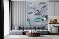 Turquoise Drip Aesthetic Girl Portrait Wall Mural