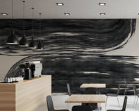 Mural de parede minimalista com espirais cor de carvão