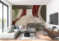 Moderne erdige Wandmalerei mit tonalen Pinselstrichen