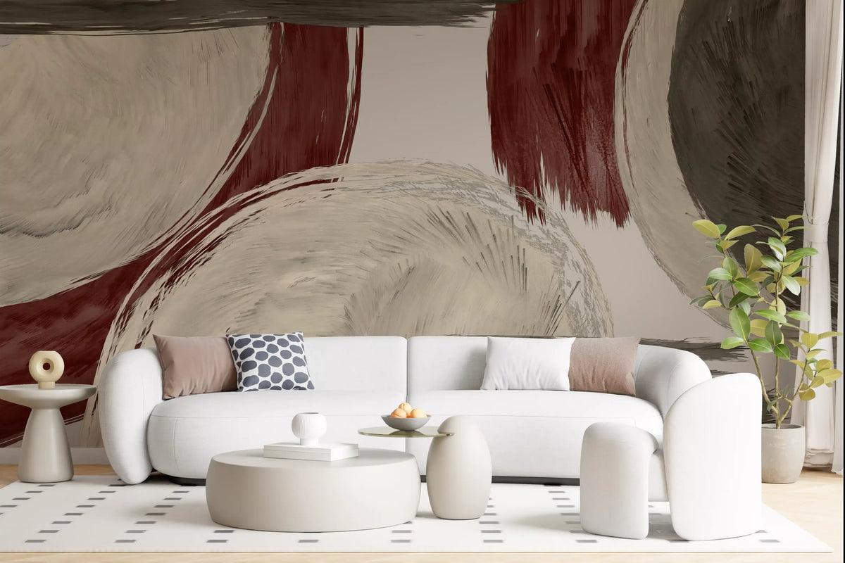 Moderne erdige Wandmalerei mit tonalen Pinselstrichen