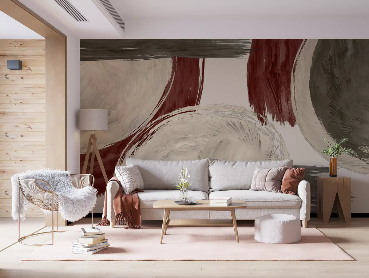 Moderne erdige Wandmalerei mit tonalen Pinselstrichen