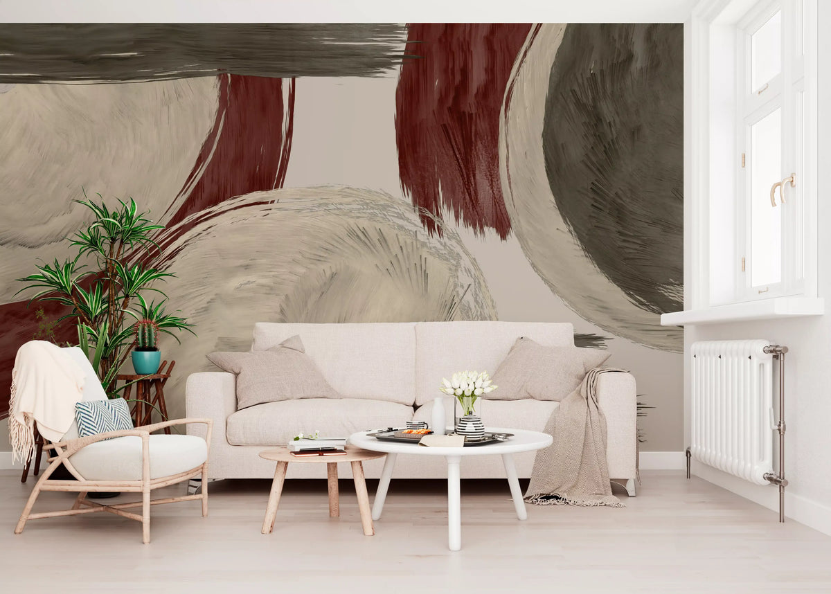 Moderne erdige Wandmalerei mit tonalen Pinselstrichen