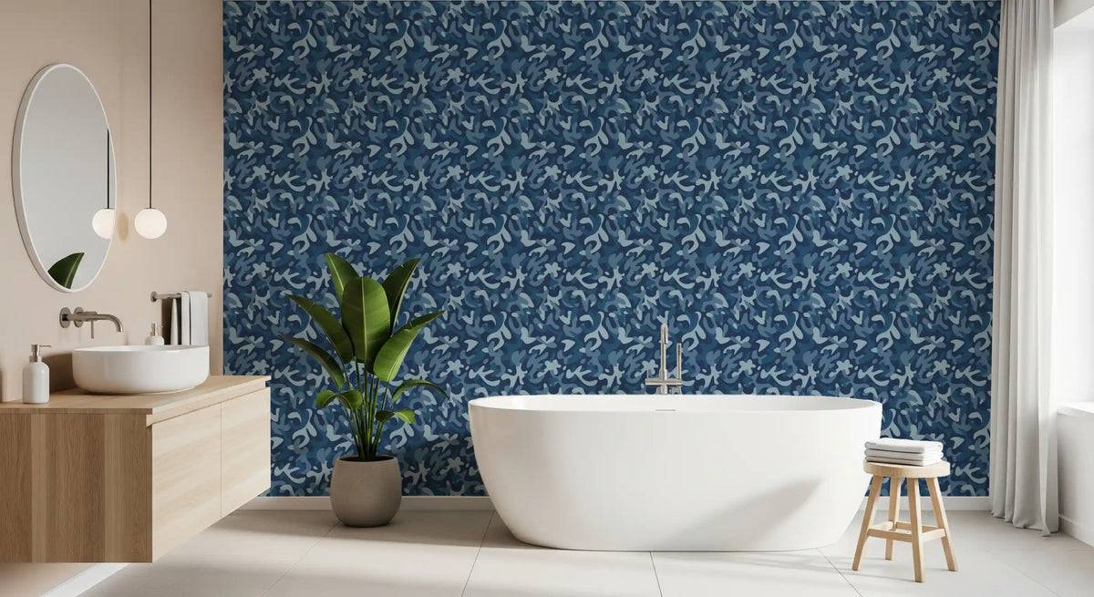 Papier peint à motif camouflage bleu marine nuit
