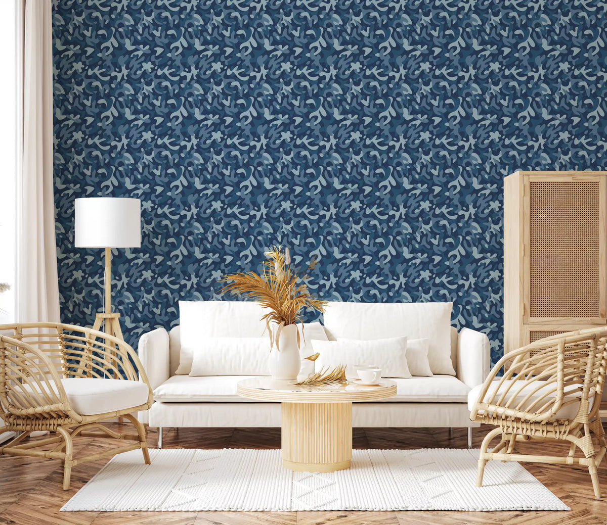 Papier peint à motif camouflage bleu marine nuit