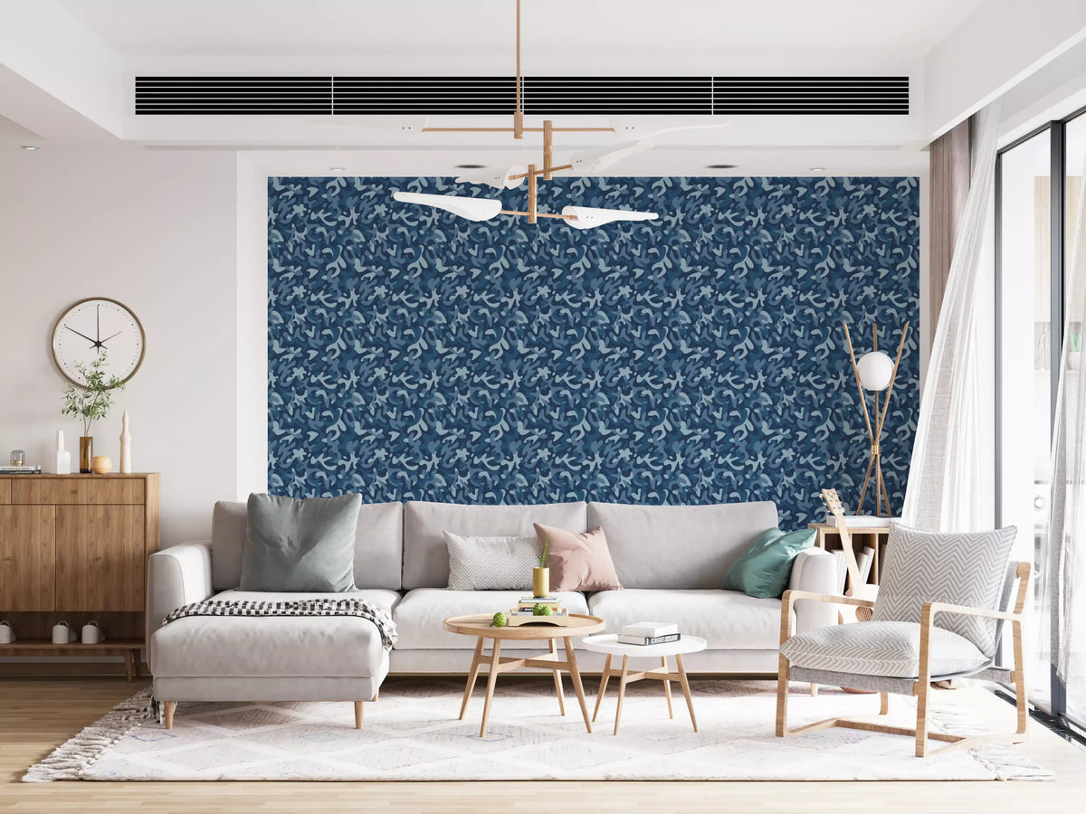 Papier peint à motif camouflage bleu marine nuit