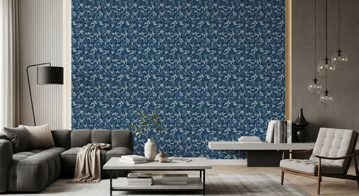 Papier peint à motif camouflage bleu marine nuit