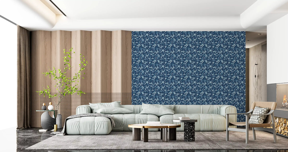 Papier peint à motif camouflage bleu marine nuit